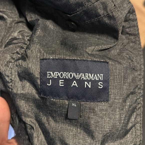 Emporio Armani Genuine Mutton Leather w/ Fabric Mix Bomber Jacket - Picture 7 of 9